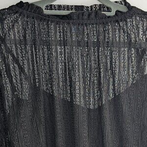 CeCe Women's Ruffled Sleeveless Blouse Black Size L $45.00 NWT